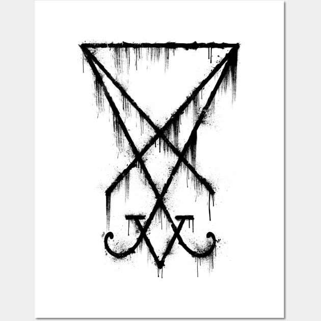 Lucifer Sigil - The Devil's Symbol Black Grunge Wall Art by GAz